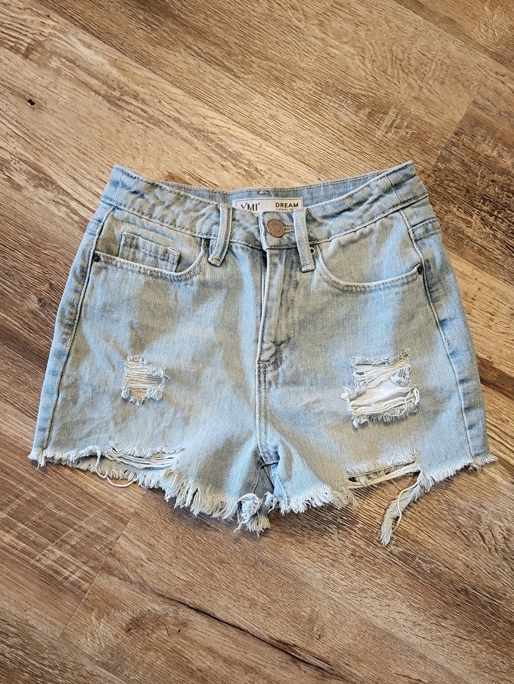 YMI Light Blue Distressed High-Rise Denim Shorts
